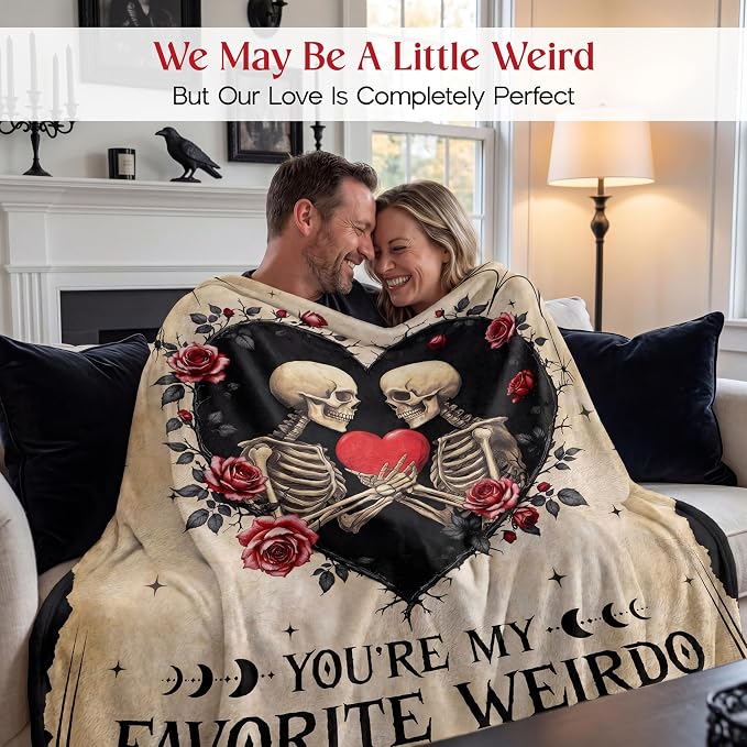 WRAPIX Anniversary Couple Gifts for Women Men - Throw Blanket 60x80 in | Gifts for Couple, Cozy Fleece Blanket, Machine Washable, Ideal for Couch Bed, Warm and Lightweight, Soft Gothic Decor