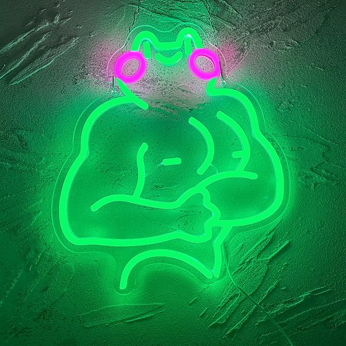 Fitness Frog Neon Sign - LED Muscle Frog Neon Light Sign 11.8x13 Inch Gym Room Wall Art USB Powered Gym Wall Decor Motivational Workout Room Home Office Art Christmas Birthday Gift