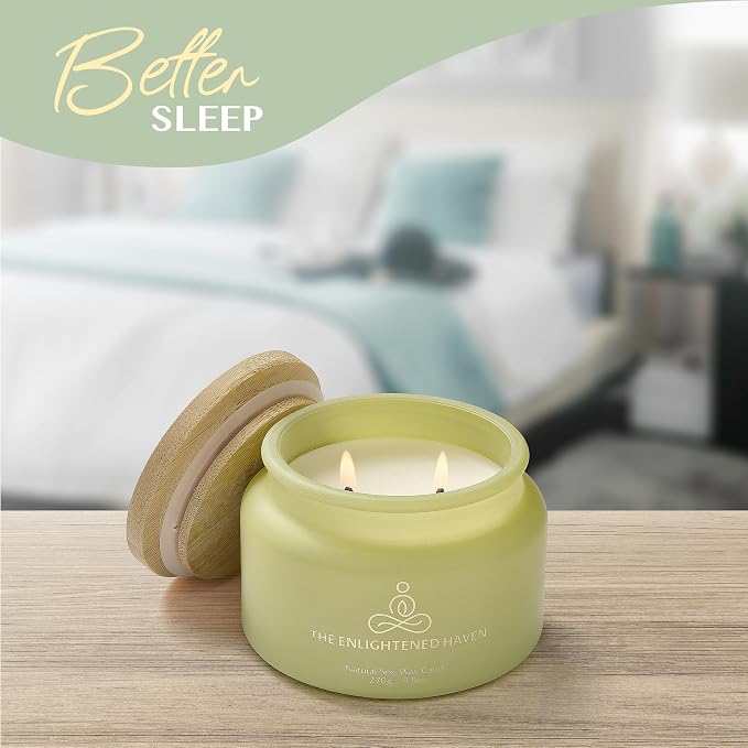 White Sage Meditation and Yoga Candle for Energy Clearing and Protection - 50 Hour Clean Burning Soy Wax - 2-Wick Spiritual Aromatherapy Smudge Candle with Guided Materials -9.5oz