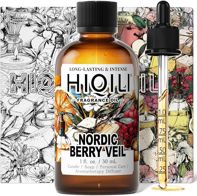 HIQILI Nordic Berry Veil Fragrance Oil for Home Diffuser, Candle & Soap Making Supplies, Luxury Hotel Scent, Essential Oil - 1 Fl Oz