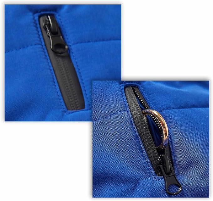 Blueberry Pet Waterproof Windproof Quilted Dog Coat – Warm Fall/Winter Jacket for Medium & Large Dogs, Navy Blue Outdoor Dog Clothes, 18" Back Length