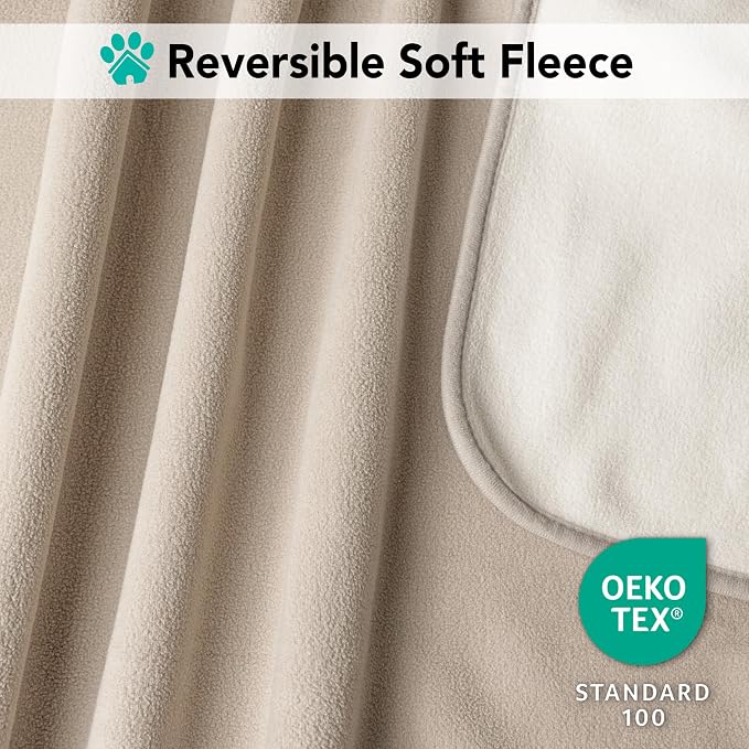 PetAmi Waterproof Dog Blanket for Couch, Pee Proof Reversible Cat Blanket for Sofa Bed Furniture Protector, Soft Fleece Washable Pet Throw for Dogs Cats Puppies Kittens, 40x60 Taupe Beige