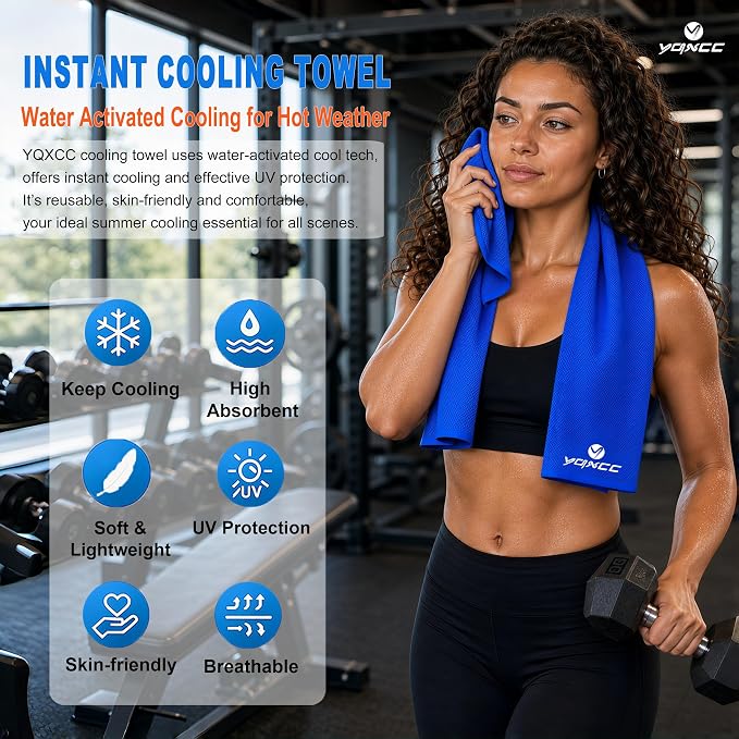YQXCC 4 Pack Cooling Towels 40"x12", Cool Ice Towels for Neck & Face | Cooling Neck Wraps, Soft Breathable Microfiber Chilly Towels, Ideal for Gym, Yoga, Golf, Running, Camping & Hot Weather