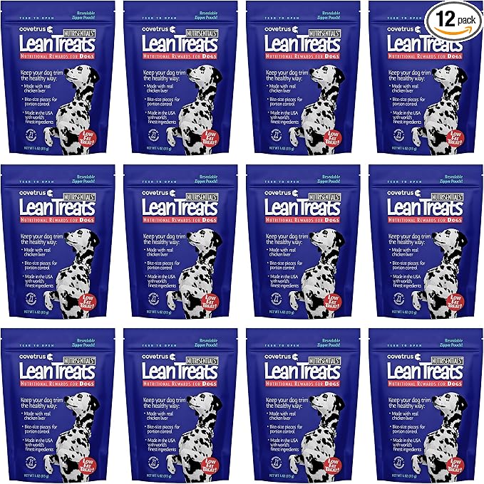 Covetrus Nutrisential Lean Treats for Dogs - Small, Medium & Large Dogs (K9) - Nutritional Low Fat, Bite-Size - Soft Chicken Flavor - 12 Pack - 4oz