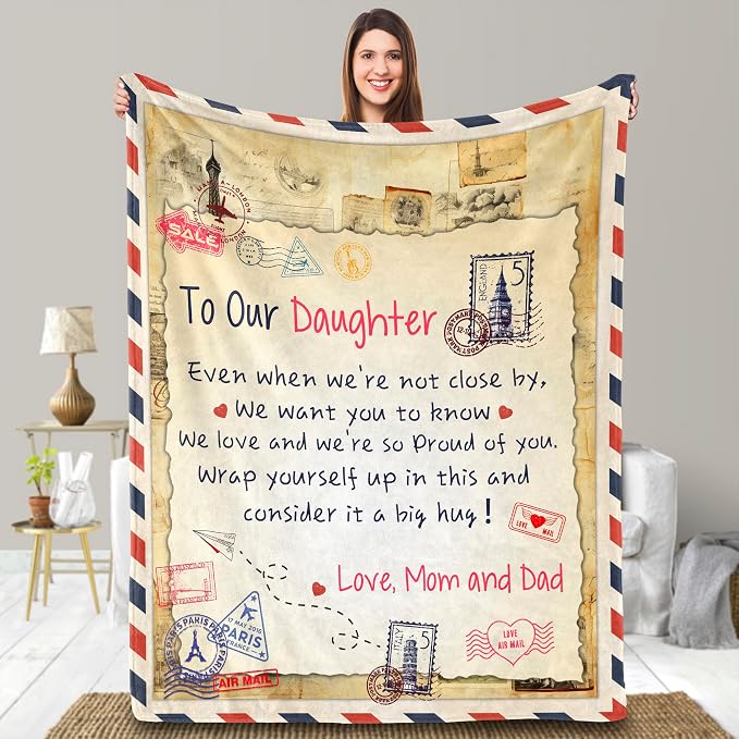 UFOORO Blanket Gift for Daughter from Mom and Dad, Throw Blanket for Adult Daughter, Present for Christmas Birthday Mothers Day, to My Daughters Blanket 55"x70"