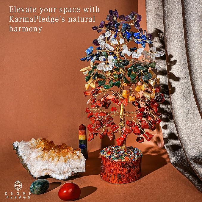 7 Chakra Healing Crystal Tree of Life for Manifestation, Handmade Crystal Tree for Good Luck, Positive Energy, Reiki, Home Office Room Wall Decor, Unique Birthday Gift for Women, Men, Mom & Dad