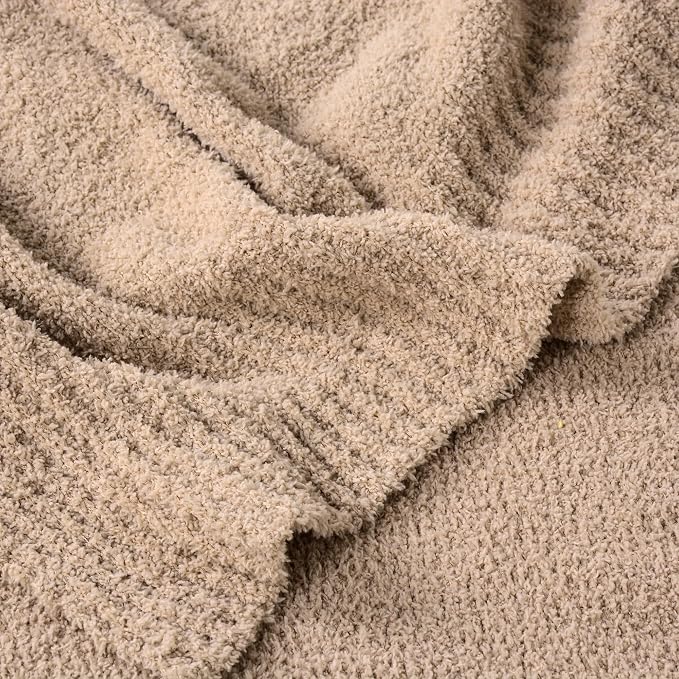 Dusty Rose Fuzzy Knitted Blanket, Soft Plush Queen Size for Bed, Cozy Lightweight Blanket for All Seasons, Dusty Rose, 90x90