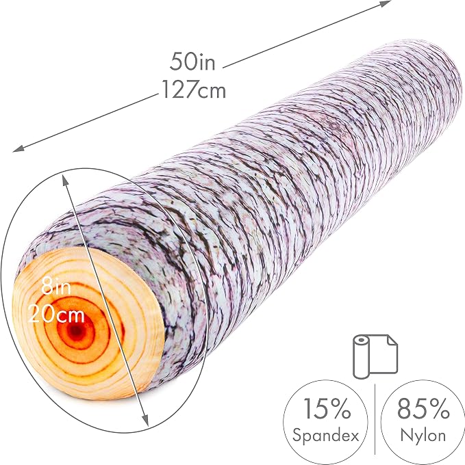 Log Tree Timber Microbead Body Pillow - Straight Long Pillows for Comfort or Use During Pregnancy- Spandex 85% / Nylon 15% - Spongy Cooling Hypoallergenic Outer Fabric - 50" X 8" - Side Sleepers
