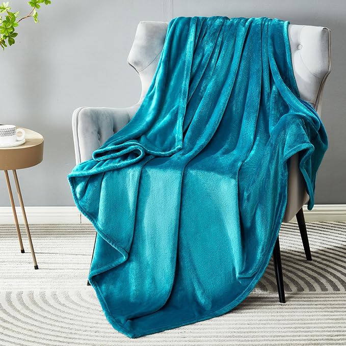 DREAMNINE Pack of 21 Soft Fuzzy Fleece Throw Blanket for Couch Sofa 50" x 60", Decorative Solid Lightweight Velvet Blankets for Chair, Cozy Accent Shaggy Plush Flannel Blanket for Bedroom, Teal