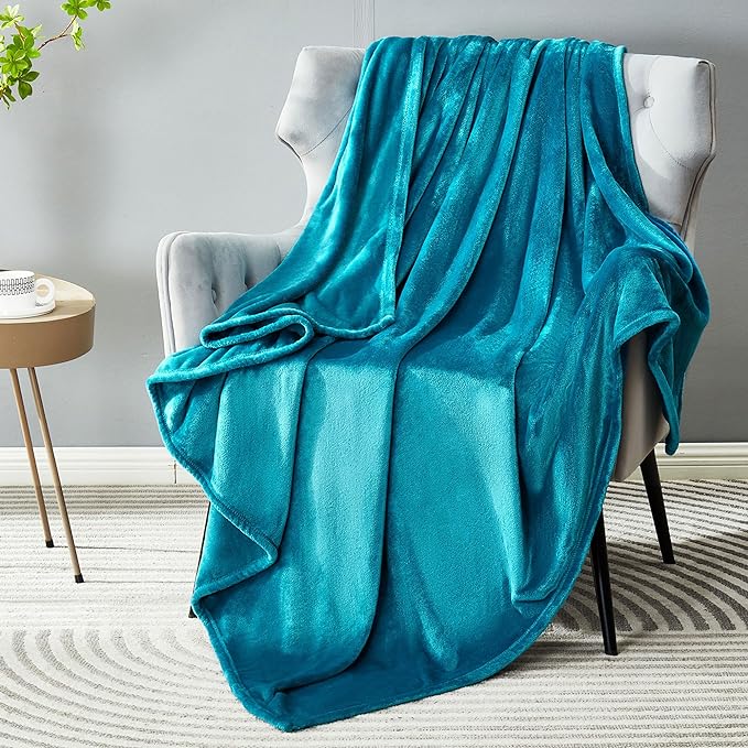 DREAMNINE Pack of 10 Fuzzy Soft Fleece Throw Blanket for Couch Sofa 50" x 60", Decorative Solid Lightweight Velvet Blankets for Chair, Cozy Accent Shaggy Plush Flannel Blanket for Bedroom, Teal