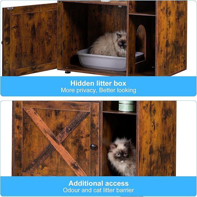 Hey-brother Cat Tree Tower, Wooden Litter Box Enclosure and Condo, MPJ115SR