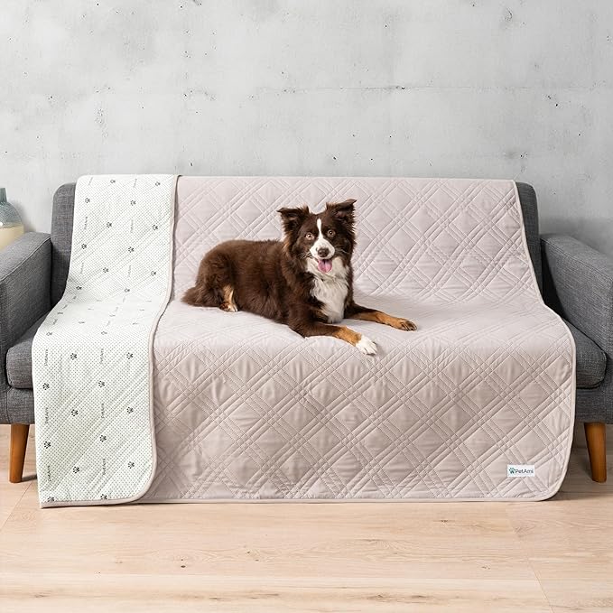 PetAmi Waterproof Couch Cover for Dog Nonslip Bed Sofa Blanket, 52x82 Beige | Leakproof Furniture Protector for Pet Cat, Machine Washable Pee Proof Mat for Chair Car Seat, Durable & Anti Slip Backing