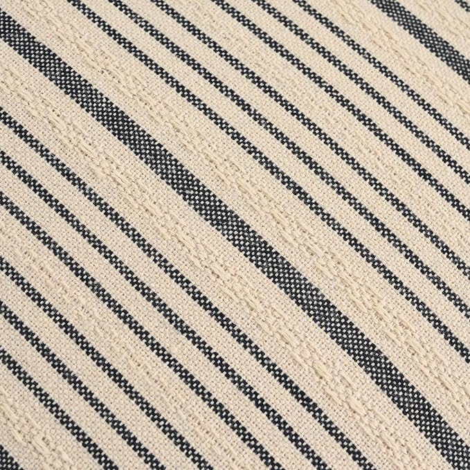 Navy Outdoor Striped Decorative Couch Throw Pillow Covers 16x16 | Pack of 2 Farmhouse 16 x16 in Square Throw Pillows for Couch Sofa Bed Navy and Cream