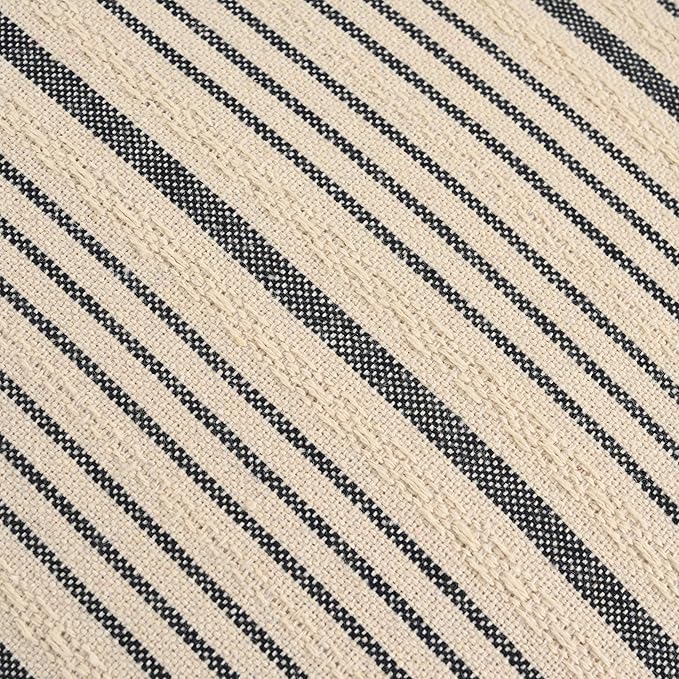 Navy Outdoor Striped Decorative Couch Throw Pillow Covers 18x18 | Pack of 2 Farmhouse 18 x18 in Square Throw Pillows for Couch Sofa Bed Navy and Cream