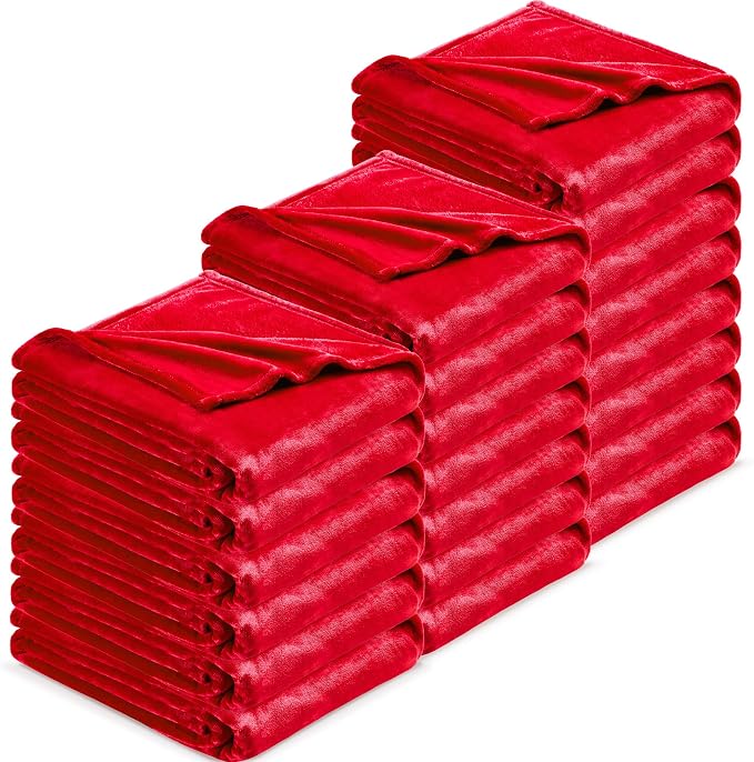 DREAMNINE Pack of 21 Fuzzy Soft Fleece Throw Blanket for Couch Sofa 50" x 60", Decorative Solid Lightweight Velvet Blankets for Chair, Cozy Accent Shaggy Plush Flannel Blanket for Bedroom, Red
