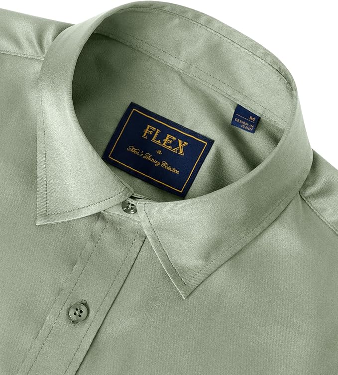 J.VER Men's Dress Shirts Solid Long Sleeve Stretch Wrinkle-Free Formal Shirt Business Casual Button Down Shirts