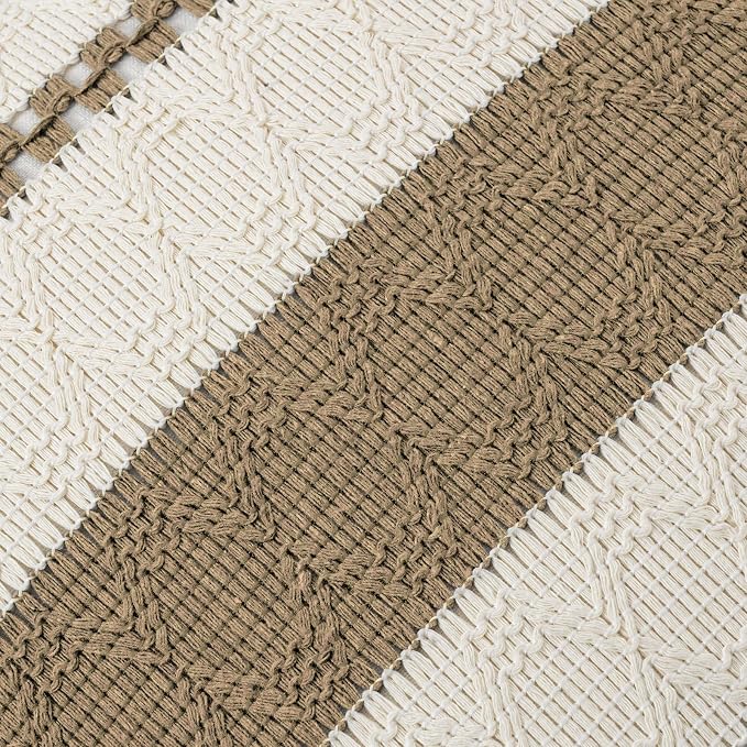 Fancy Homi Set of 2 Boho Light Brown Lumbar Decorative Throw Pillow Cover 12x20 Inch for Couch Bed Sofa Chair, Modern Organic Farmhouse Home Decor, Soft Cotton Cute Accent Rectangle Cushion Case