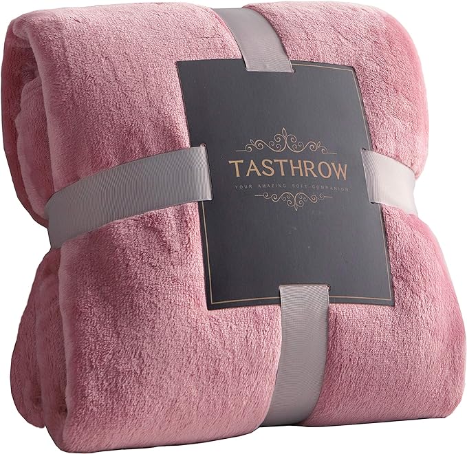 TASTHROW Large Flannel Fleece Throw Blanket, 50×70 Inch - Cozy Lightweight Thick Blanket - All Seasons Suitable for Women, Men and Kids (Pink) | Cozy Lightweight Thick Blanket - All Seasons Suitable for Women, Men and Kids