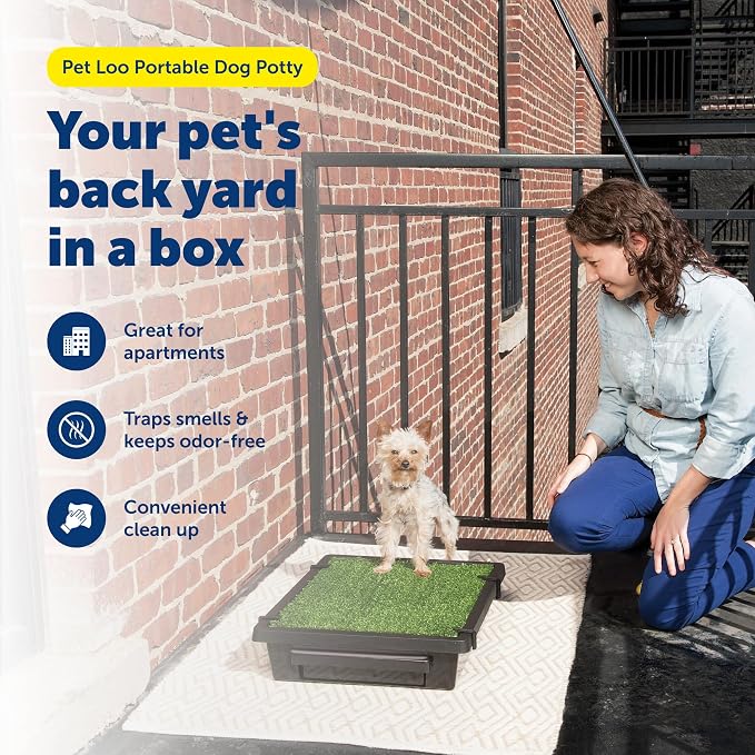 PetSafe Pet Loo Portable Dog Potty, Small | Gass Mat Toilet Alternative for Puppy Pads, Perfect for House Training and Small Spaces, Less Odor and Conveneint Clean-Up