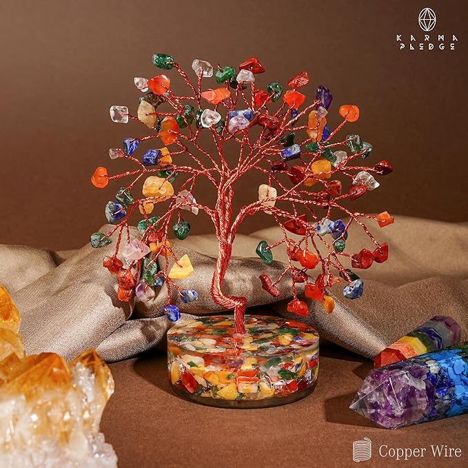 7 Chakra Crystal Tree of Life Birthday Gifts for Women, Men, Friends, Handmade Reiki Healing Crystals Tree for Home Office Decor, Positivity, Good Luck, Money, Unique Gifts for Her Mom, Dad