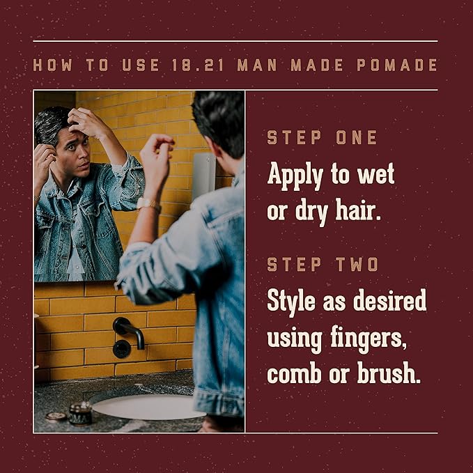 18.21 Man Made Hair Styling Product, 2oz. Original Sweet Tobacco Scent in Pomade with High Shine Finish