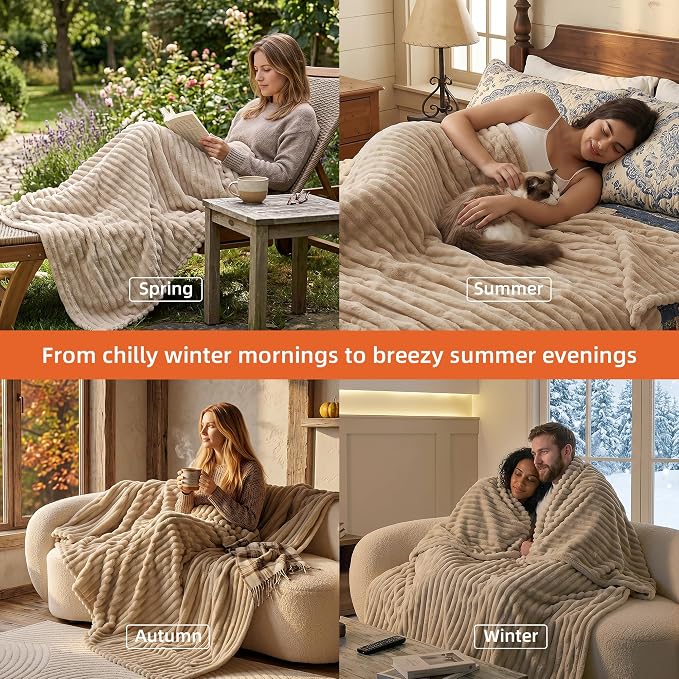 Fleece Queen Throw Blanket for Couch & Bed, Cozy Warm Gifts for Women Girls | Soft flannel, no-pill & no-shed. Lightweight for sofa, chair, car and home decor. For Mother's Day, Graduation, Christmas.