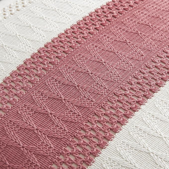 2 Pack Boho Throw Pillow Covers, Contrast Dusty Pink 26x26in | Soft Breathable Cotton, Farmhouse Decorative Couch Pillow Cases, Cushion Covers for Sofa Bed Living Room Home Decor