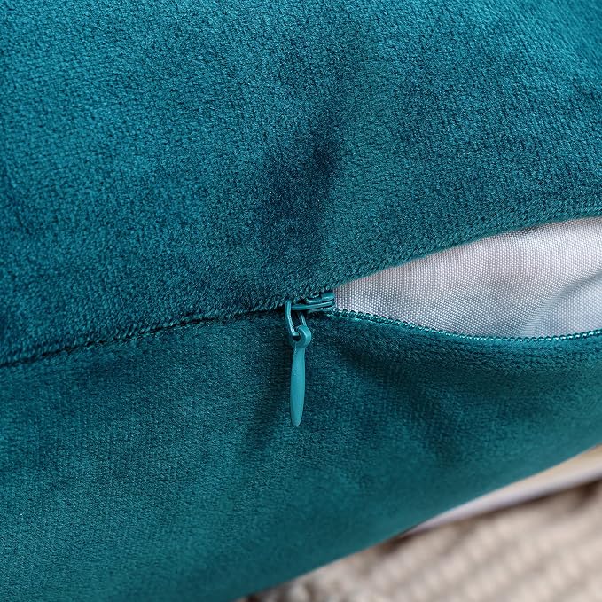 MIULEE 12x20 Inch Lumbar Velvet Throw Pillow Cover Set of 1 Teal | Soft Luxury Decorative Throw Pillow Cover, Single Rectangle Cushion Case, Home Decor for Chair Couch Sofa Bedroom Car Bed