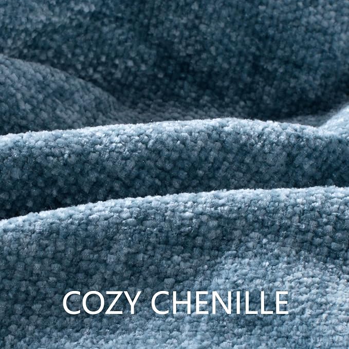 Chenille Throw Blanket for Couch 60" x 80" Twin, Dusty Blue | Soft Cozy Warm Throws with Fringe Tassel, for Living Room Bed Sofa Chair Cover, Lightweight Knitted Decorative Boho Blankets