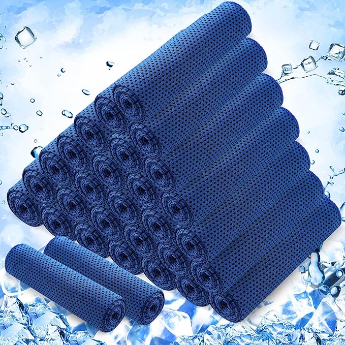 Hosuly 30 Pack Cooling Towels, 40"x12" Ice Breathable Soft Chilly Sweat Rag Microfiber Workout Rags for Gym Cooling Towels for Neck and Face for Yoga Golf Sport Running