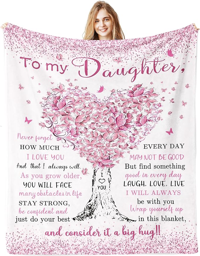 Daughter Birthday Gifts, Daughter Gifts from Mom, Birthday Gift for Daughters Blanket 60"x 50", Best Daughters Graduation Wedding Gift