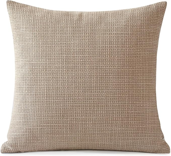 OTOSTAR Linen Throw Pillow Cover Set of 1 Decorative Square Pillowcases Cushion Covers 20x20 Inch for Home Decor Sofa Bedroom Car 50 x 50CM Light Coffee