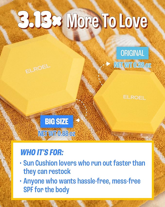 Pang Pang Big Sun Cushion Plus Refill - Korean Hypoallergenic & Cooling Face Sunscreen with Puff Sponge - Broad Spectrum SPF50+ PA++++ (0.88 oz)