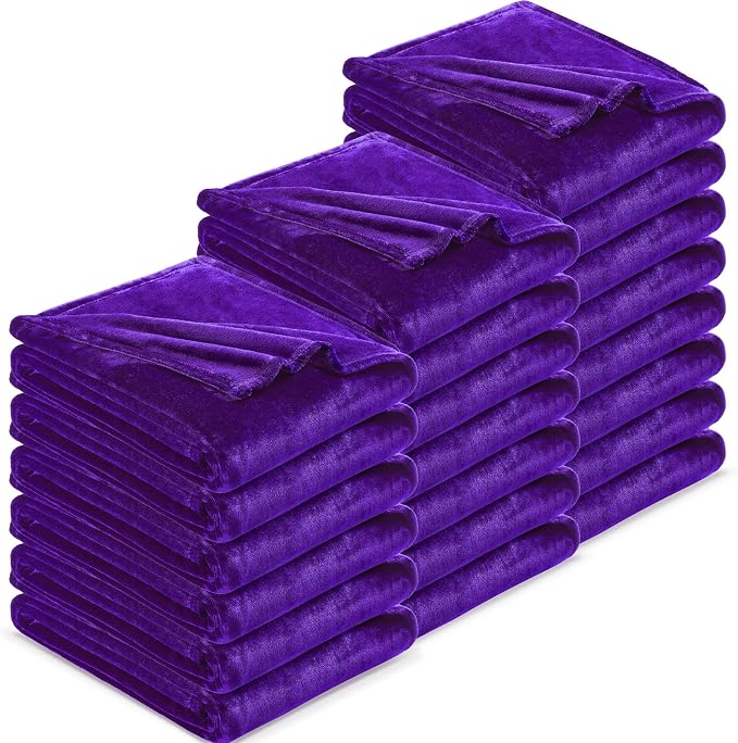 DREAMNINE Pack of 21 Fuzzy Soft Fleece Throw Blanket for Couch Sofa 50" x 60", Decorative Solid Lightweight Velvet Blankets for Chair, Cozy Accent Shaggy Plush Flannel Blanket for Bedroom, Purple