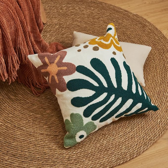 lifein 18x18 Pillow Covers-Throw Pillow Cover Tufted Boho Jacquard Pillow Covers Farmhouse Decorative Pillow Cover Pillow Cases for Gift Couch Sofa Bed Chair Living Room Home Decor