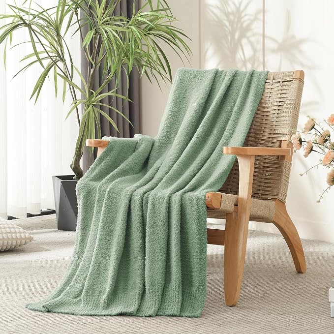 Throw Blanket for Couch Super Soft Blankets for Bed Comfy Cozy Blanket Knit Fuzzy Plush Fleece Blanket Gift for Women Lightweight Blanket for Living Room Sofa 50 x 60 Inches Sage