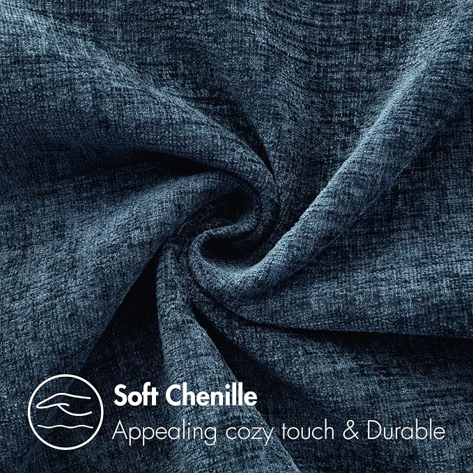 MIULEE Soft Chenille Throw Pillow Covers Blue 16x16 Inch Pack of 2 | Modern Coastal Home Decor, Classic Decorative Pillows, Solid Dyed Cases, Boho Couch Cushion Covers for Sofa Bed Living Room