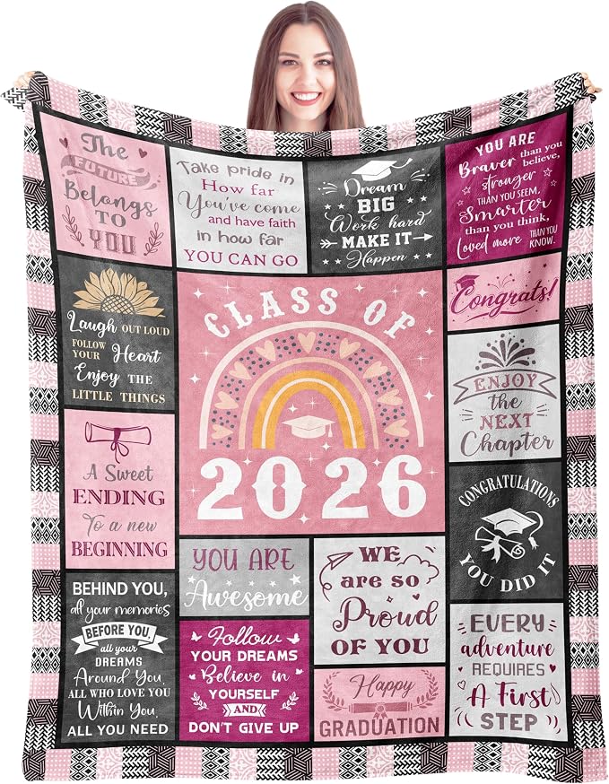 Graduation Gifts 2026 Blanket 60"x50", Class of 2026 High School College Masters Degree Graduation Gifts for Her Women, Graduation Gift Ideas