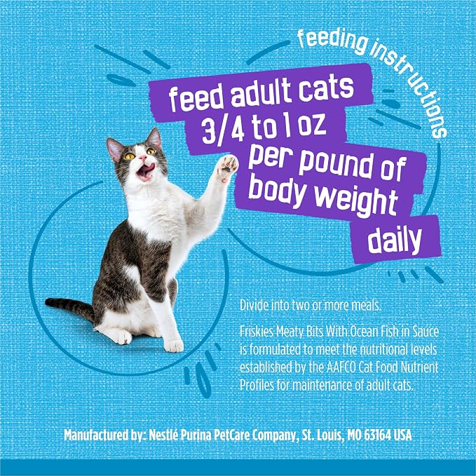 Purina Friskies Meaty Bits with Ocean Fish in Sauce Multi Cat Wet Cat Food - 13.5 Ounces (Pack of 12)