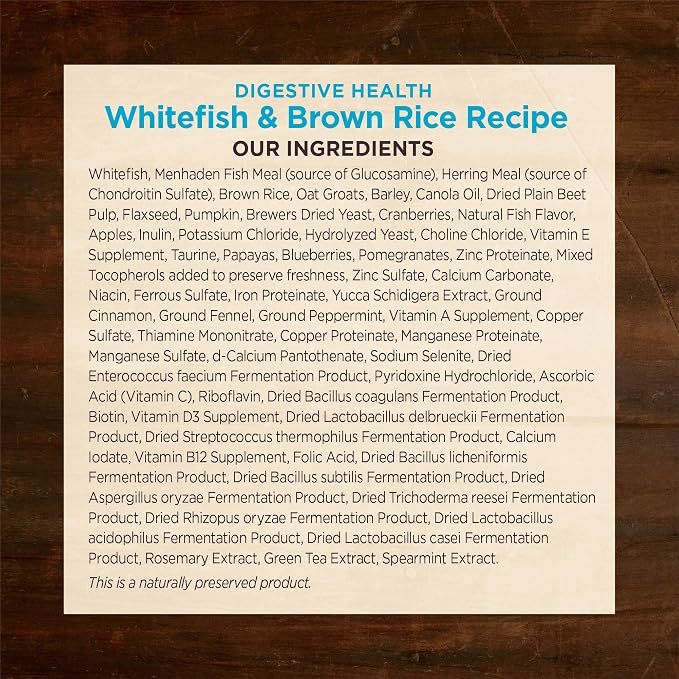 Wellness CORE Digestive Health Adult Dry Dog Food, Wholesome Grain Kibble, Sensitive Stomach, Natural, High Protein, Chicken Free, Whitefish and Brown Rice Recipe, 22 lb Bag