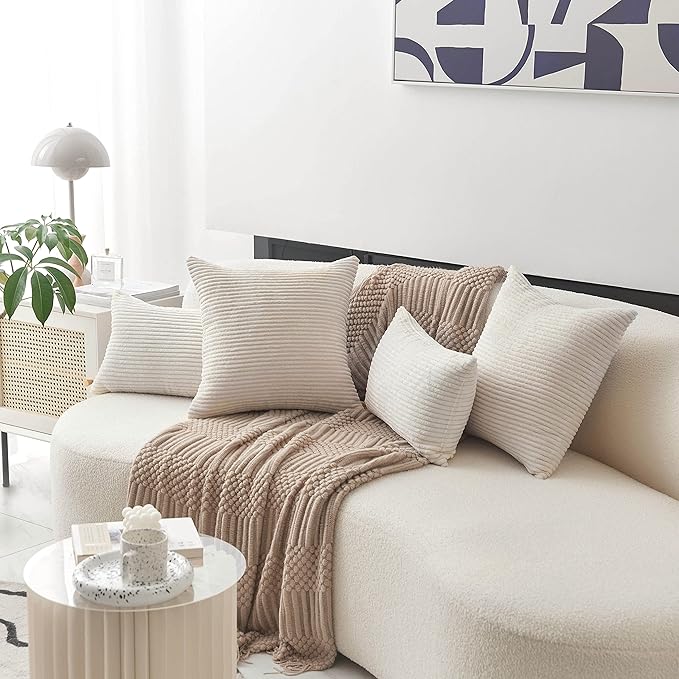 Home Brilliant 20x20 Pillow Cover Modern Beige Throw Pillow Cover Soft Square Decorative Pillowcase for Sofa Bed Couch Bench Car Decor 20 x 20 inch (50cm), Cream Cheese