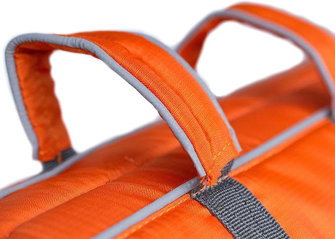 Outward Hound Granby Splash Dog Life Jacket, Life Vest, Orange, XL | Max Buoyancy, Adjustable Fit, Head/Neck Support, Rescue Handle, Reflective, Swimming & Boating, XL Dogs (33–44" Girth)