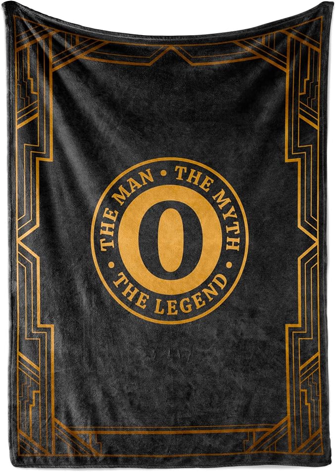 Gifts for Men, Initial Mens Blanket, Birthday Gift for Him, 60"x 80", O | Soft 350 GSM flannel throw with initial legend design for dads, husbands and grandpas, ideal for birthdays or Christmas