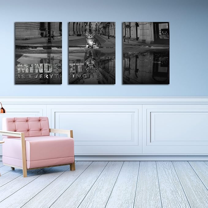 3 Panels Motivational Canvas Wall Art Inspirational Wall Art Entrepreneur Quotes Poster Print Artwork Painting Picture for Framed Home Decoration Living Room office bedroom 48" W x 24" H
