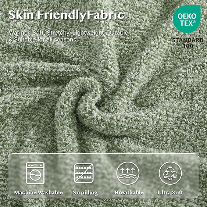Soft Twin Blanket for Bed-Cozy Warm Reversible Knitted Blankets | Lightweight Fluffy Decor for Women, Mom, Her & Girls, Sofa, Chair, Couch, 60x80in,Cationic Dyeing Green
