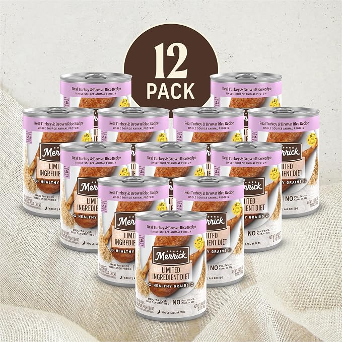 Merrick Limited Ingredient Diet with Healthy Grains Canned Wet Dog Food Turkey & Brown Rice Recipe - 12.7 oz Can