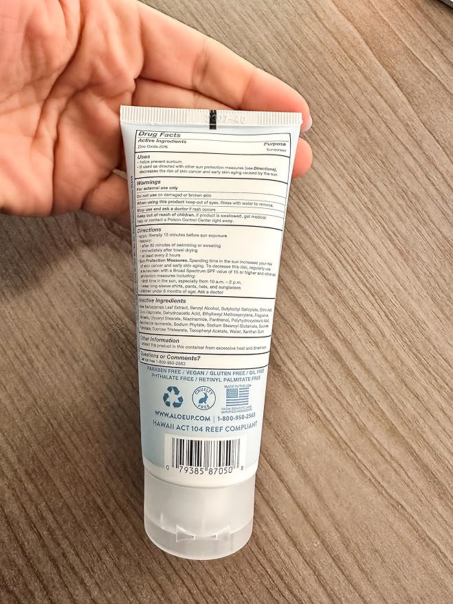 Aloe Up Mineral Sunscreen Lotion SPF 50 - Broad Spectrum UVA/UVB Sunscreen Protector for Face and Body - With Gen2 Zinc Oxide & Aloe Vera Gel - Dries Clear - Reef Safe - Coco-Mango Fragrance - 3 Oz.