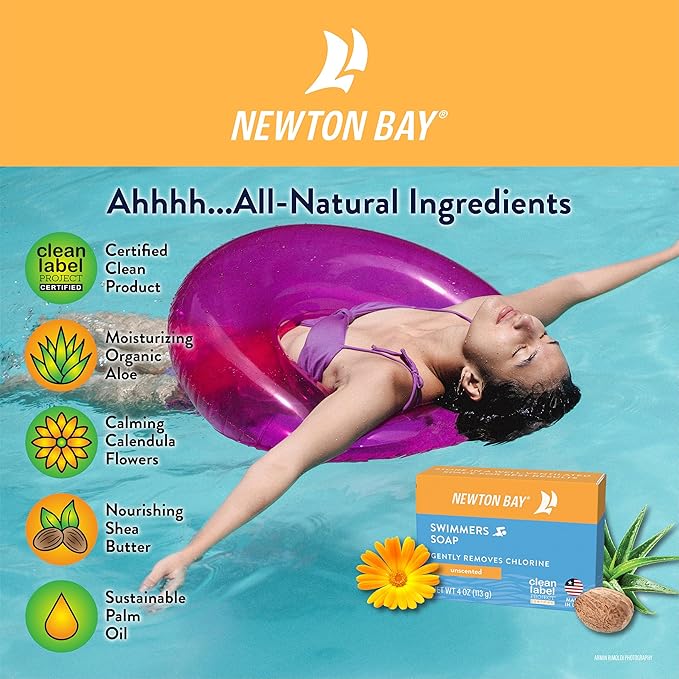 Swimmers Soap | All Natural Body and Face Wash Soap Bar | Gently Washes Away Chlorine After Swimming | Revitalizes Sensitive Skin | Single 4 Ounce Soap Bar