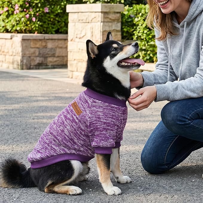 2 Pack Dog Sweaters for Small Dogs Girl Boy Winter Fleece Clothes Warm Soft Dog Sweatshirt Outfit for Dogs Cats Pet Apparel (Pink+Purple, XS (Back: 9.8",Chest: 13.7", 3.5-5.5lbs))