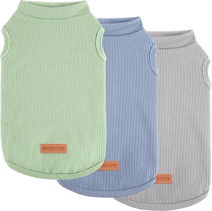 3Pack Dog Shirts Lightweight Waffle Dog Shirt for Small Dogs Sleeveless Dog Shirt for Small Medium Boy Girl Dogs Cozy & Breathable Pet Vest
